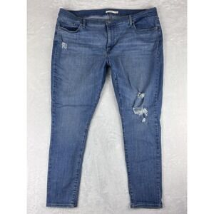 Levi's 711 Skinny Womens Blue Distressed Mid Rise Jeans Size‎ 22W